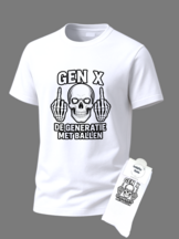 Tshirt Print 1767 Gen X skull generatie met ballen SET