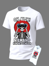 Tshirt Print 1769 Skelet verrekijker SET