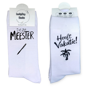 Mismatch sokken voor bedankje meester