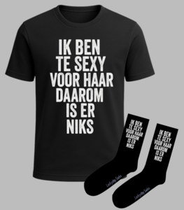 Grappige tekst t-shirt met sokken set