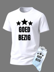 Grappige tekst SET met t-shirt en sokken