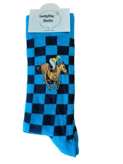 Paard blauw sokken
