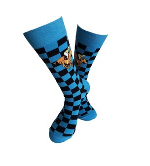 Paard blauw sokken