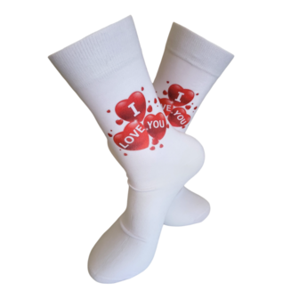 Print I Love You hartjes sokken