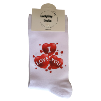 Print I Love You hartjes sokken
