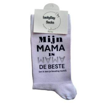 Print Mijn mama is de beste (en ik je lieveling toch?) sokken