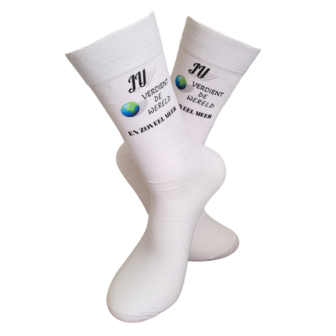 Print Jij verdient de wereld en zo veel meer sokken