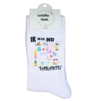 Print Ik wil nu vakantie sokken