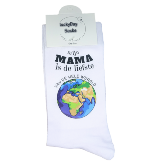 Print mijn mama is de liefste van de hele wereld sokken