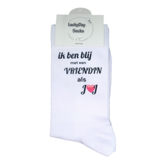 Print Ik ben blij met een vriendin als jij sokken