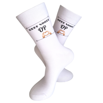 Print Geef nooit op  sokken