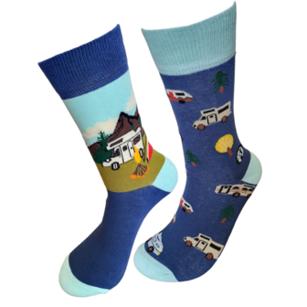 camping sokken - caravan - grappige sokken - happy sokken