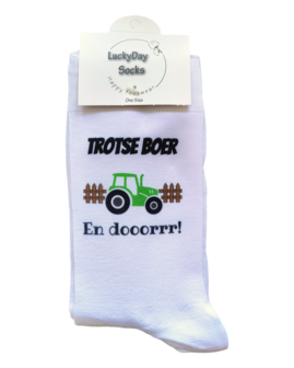 print Trotse boer groene tractor sokken 