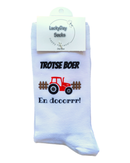 Trotse boer rode tractor sokken 