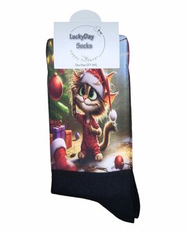 Kerst kat kerstboom sokken