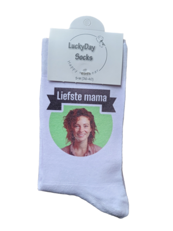 Eigen afbeelding op sokken liefste mama
