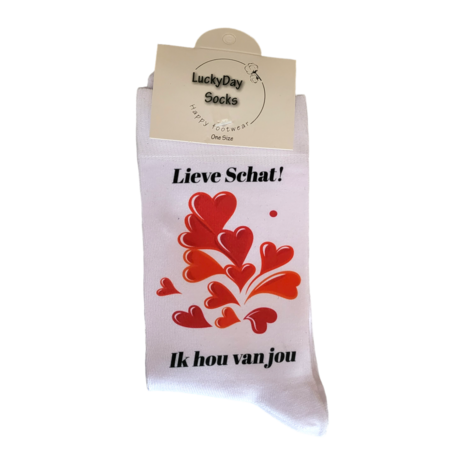 Print Ik hou van jou lieve schat sokken