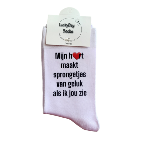 Print Mijn hart maakt een sprongetje als ik jou zie sokken