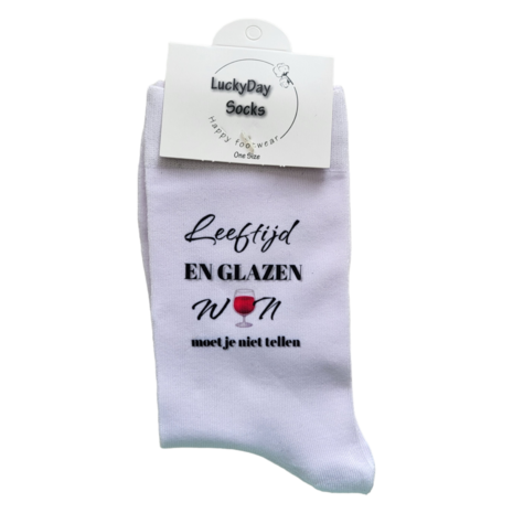 Print Leeftijd en wijn moet je niet tellen sokken