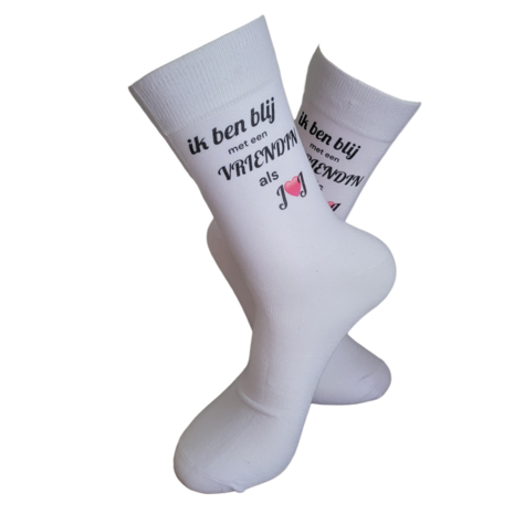 Print Ik ben blij met een vriendin als jij sokken
