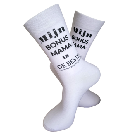 Print Mijn bonusmama is de beste (en ik je lieveling toch?) sokken