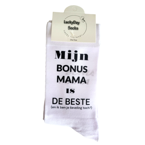 Print Mijn bonus mama is de beste (en ik je lieveling toch?) sokken