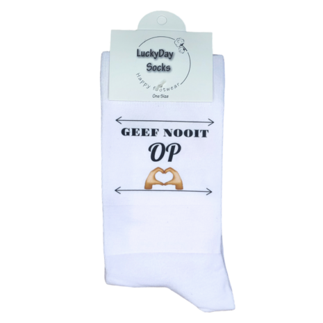 Print Geef nooit op  sokken