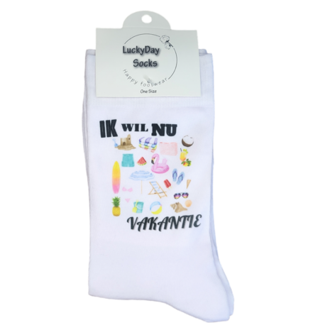 Print Ik wil nu vakantie sokken