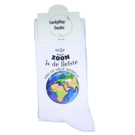 Print Mijn zoon is de liefste van de hele wereld sokken