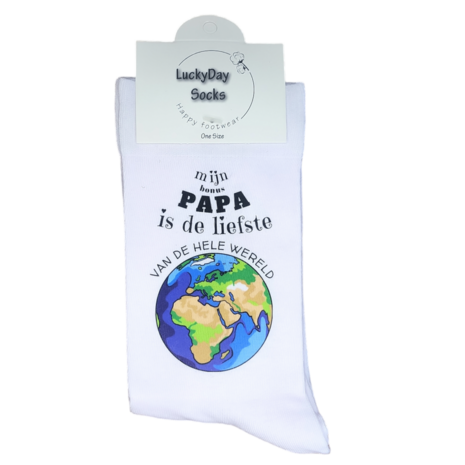 Print Mijn bonus papa is de liefste van de hele wereld sokken