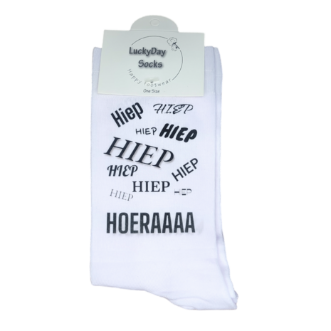 Print Hiep hiep hiep hoeraaa sokken