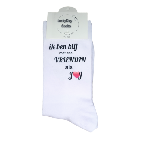 Print Ik ben blij met een vriendin als jij sokken