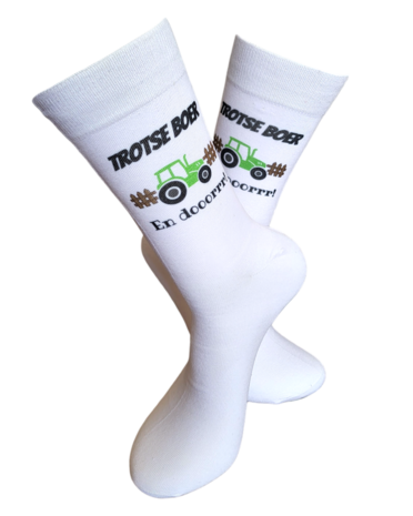 print Trotse boer groene tractor sokken 