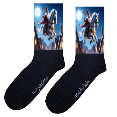 Sinterklaas op de daken sokken - sinterklaas cadeau - cadeau pakjesavond