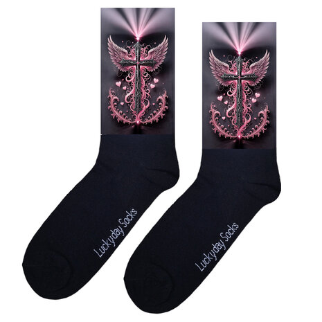 Licht roze kruis sokken