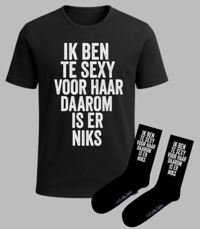 Grappige tekst t-shirt met sokken set