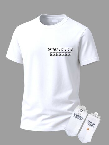 Grappige tekst t-shirt met sokken set