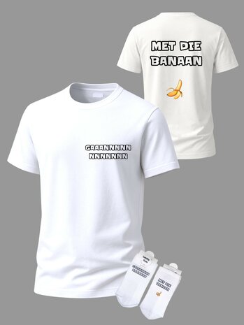 Grappige tekst t-shirt met sokken set