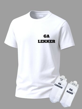 Grappige tekst SET met t-shirt en sokken