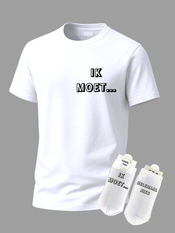 Grappige tekst SET met t-shirt en sokken