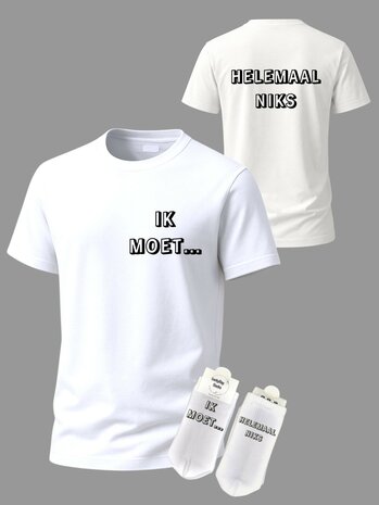 Grappige tekst SET met t-shirt en sokken