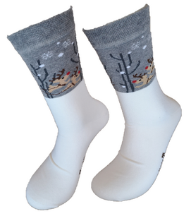 Kerst rendier grijs-wit