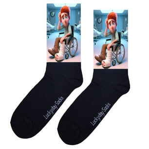 Print 059 Gebroken been man rood