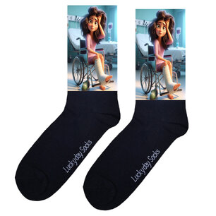 Print 062 Gebroken been vrouw bruin