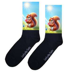 Print 133 eekhoorn roze bloem