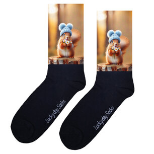 Print 140 Eekhoorn blauw mutsje