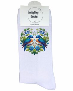 346 Print Love vogels blauw