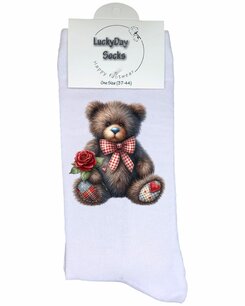 353 Print Beertje bruin met roos 