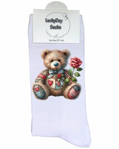 354 Print Beertje beige met roos 