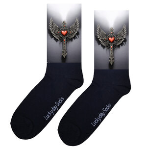 437 Print Zwart kruis rood hart